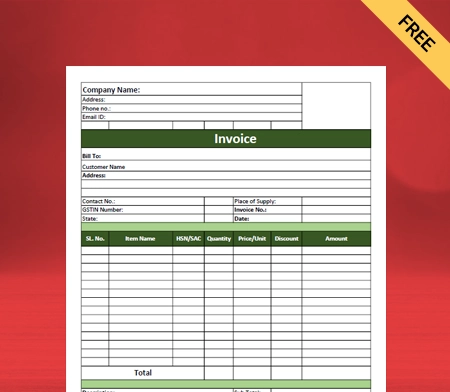 Freelancer Invoice Format Type II