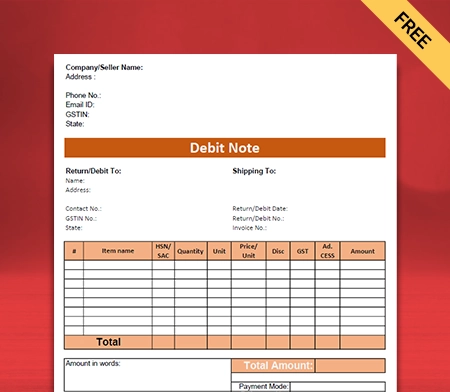 Debit Note Format - Free Download