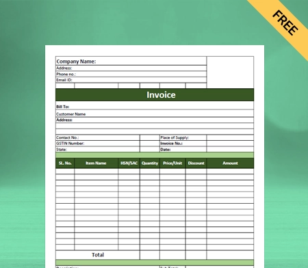 Freelancer Invoice Format Type IV