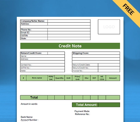 Credit Note Format - Free Download