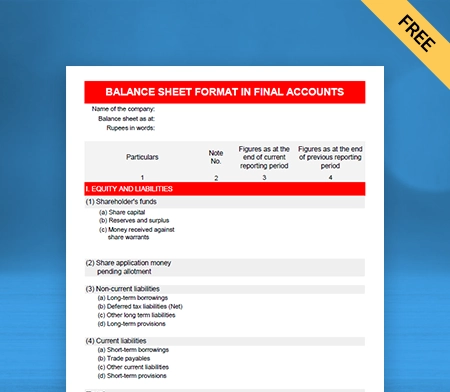 Final Account Balance Sheet Formats