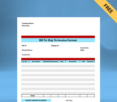 Bill to Ship Invoice Format in Google Docs