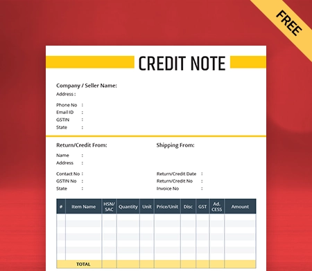 PDF credit note format