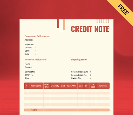 PDF credit note template