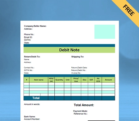 GST Debit note format by Vyapar