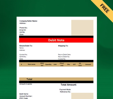 GST Debit note format