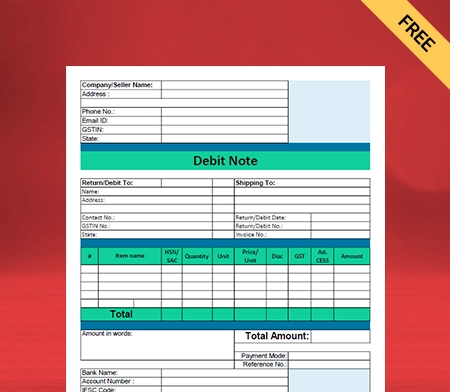 Download GST Debit note format