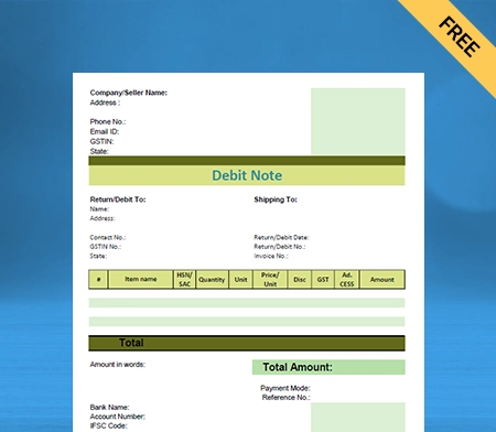 Free GST Debit note format