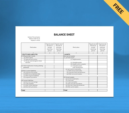 Horizontal Balance sheet Formats