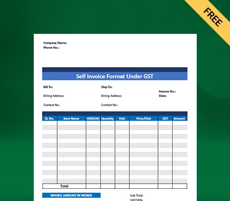 Self Invoice Format in Excel