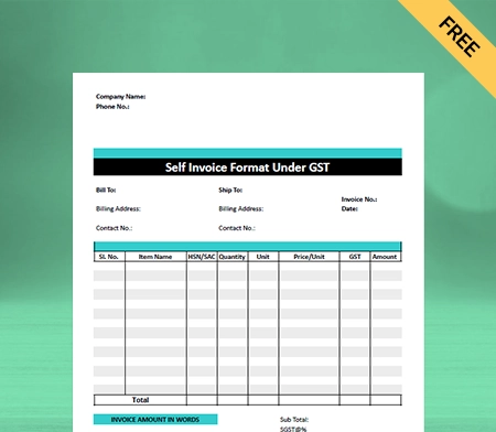 Self Invoice Format in Google Sheets