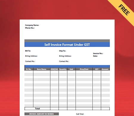 Self Invoice Format in PDF