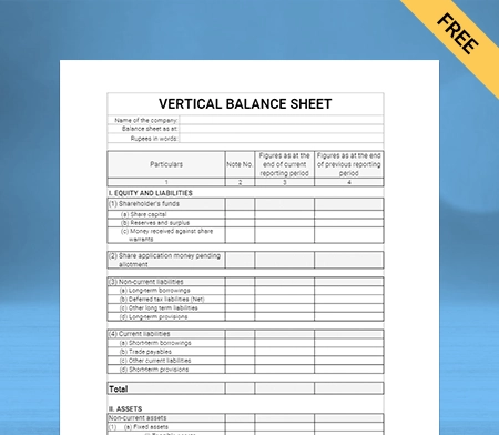 Vertical Balance Sheet Format