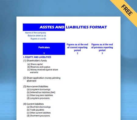 Assets and Liabilities Format Type IV