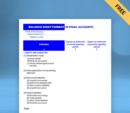Final Account Format Type IV