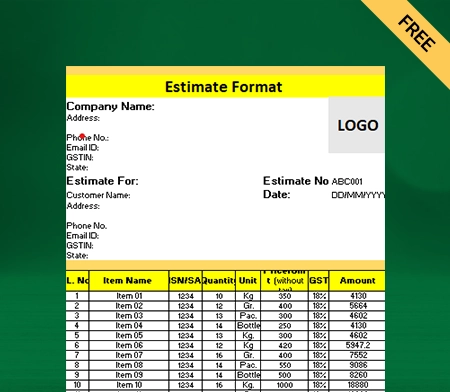 Estimate Format In Excel_01