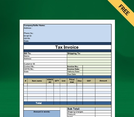 Catering Bill Format in Excel