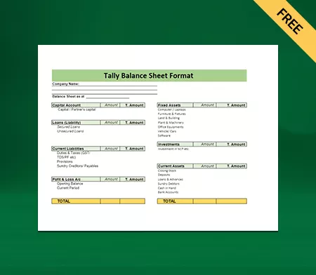 Download Tally Balance Sheet Format Type I