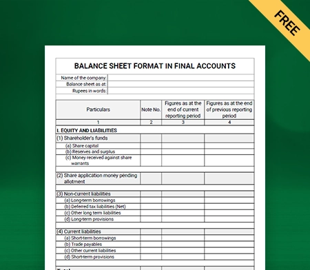 Final Account Format Type I