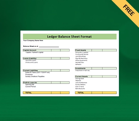 Ledger Balance Sheet Format Type I