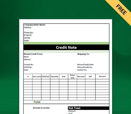 GST Credit Note Format in Excel_02