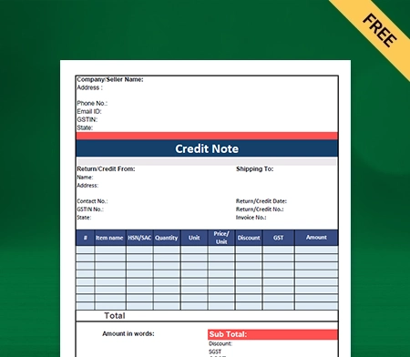 GST Credit Note Format in Excel_03