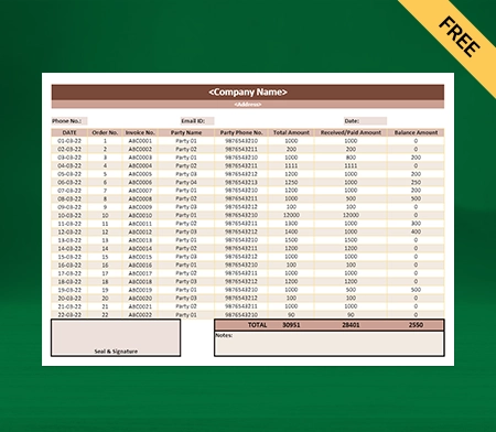 Download Excel Daily Sales Report