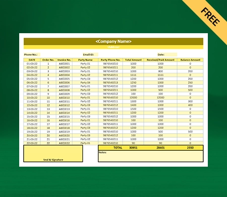 Daily Sales Report in Excel Format