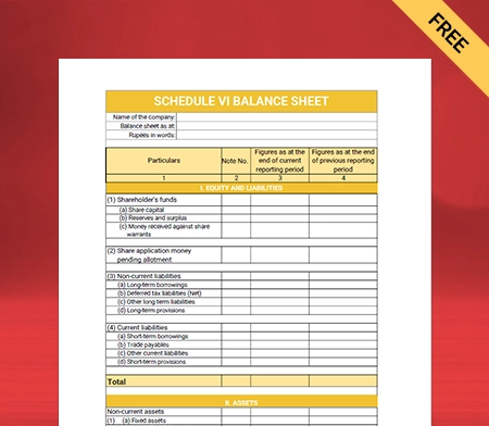 Download Schedule 6 Balance Sheet Format Type III