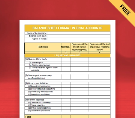 Final Account Format Type III