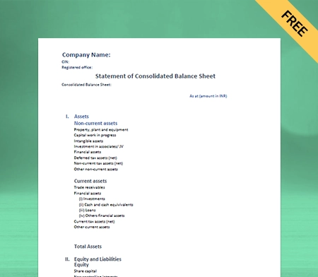 Consolidated Balance Sheet Format Type IV