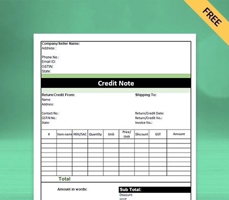 GST Credit Note Format in Google Sheet_02