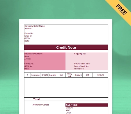 GST Credit Note Format in Google Sheet_04