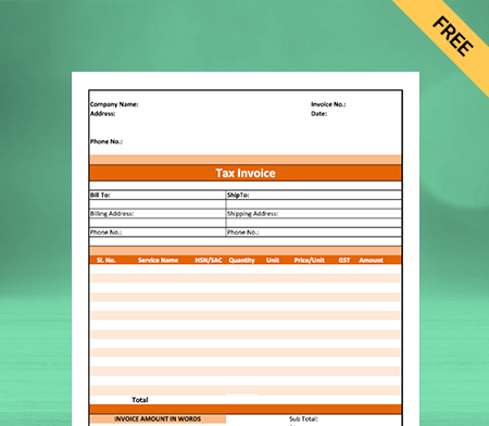 Commercial Bill Format Type IV