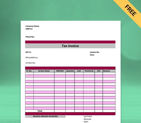Consultancy Invoice Format Type IV