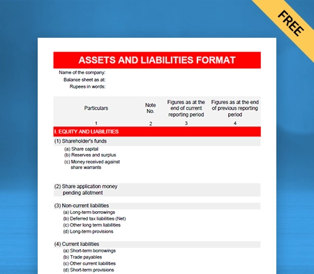 Assets and Liabilities Format Type II