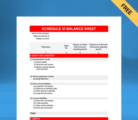 Download Schedule 6 Balance Sheet Format Type II