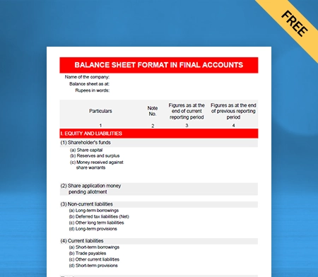 Final Account Format Type II