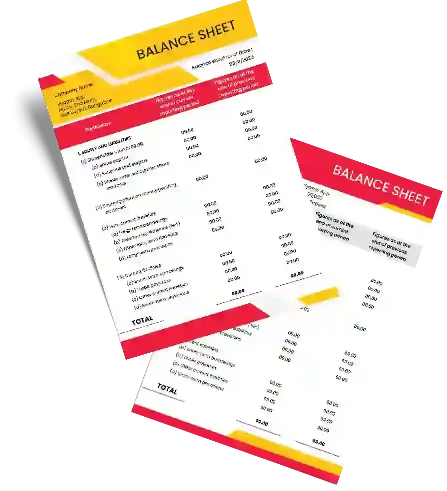 Balance Sheet Format as per Companies Act 2013
