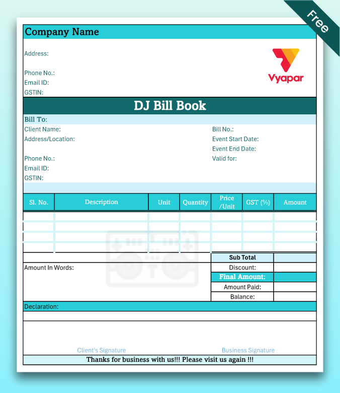 DJ Bill Book Format-1