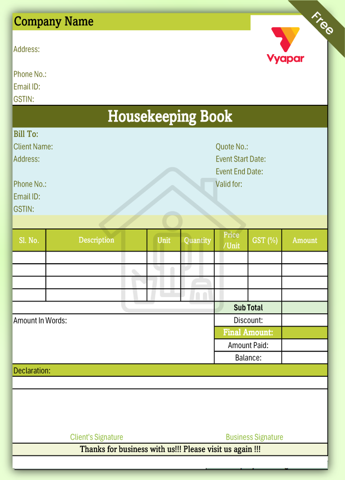 Housekeeping Quotation Format-4