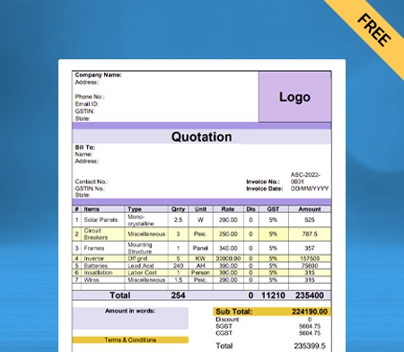 Solar Quotation Format Word -1