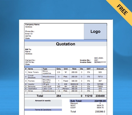 Solar Quotation Format Word -2