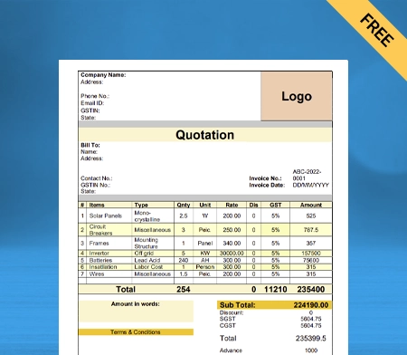 Solar Quotation Format Word -3