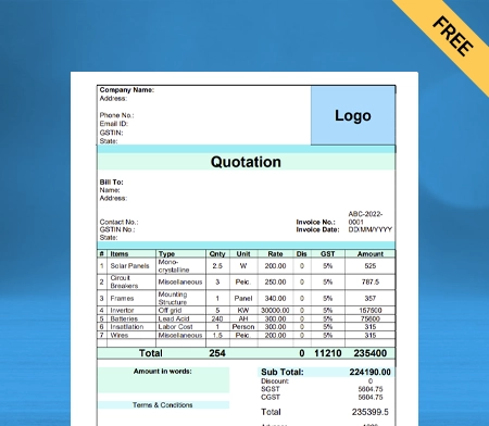 Solar Quotation Format Word -5