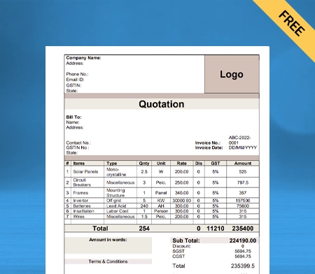 Solar Quotation Format Word -4