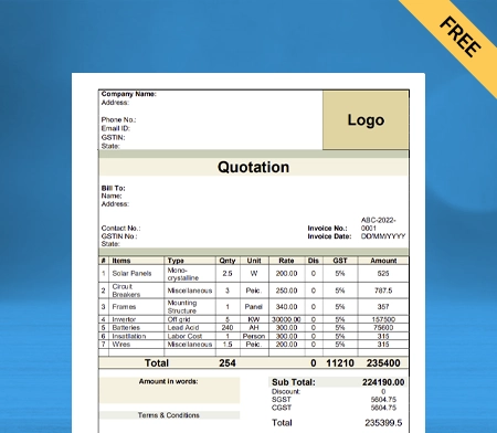 Solar Quotation Format Word -8