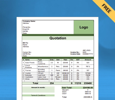 Solar Quotation Format Word -7