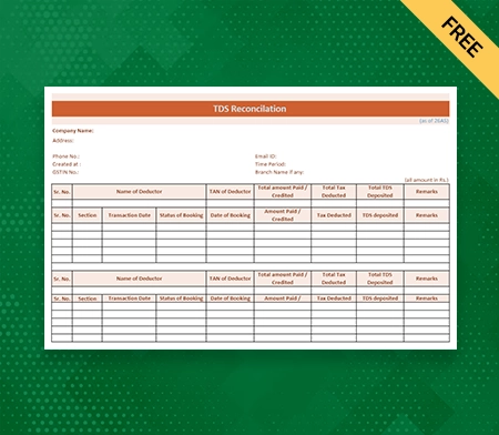 Download TDS Reconciliation Format in Excel
