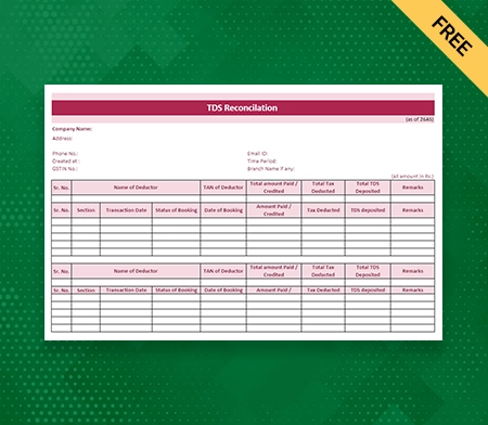 Free Excel TDS Reconciliation Template